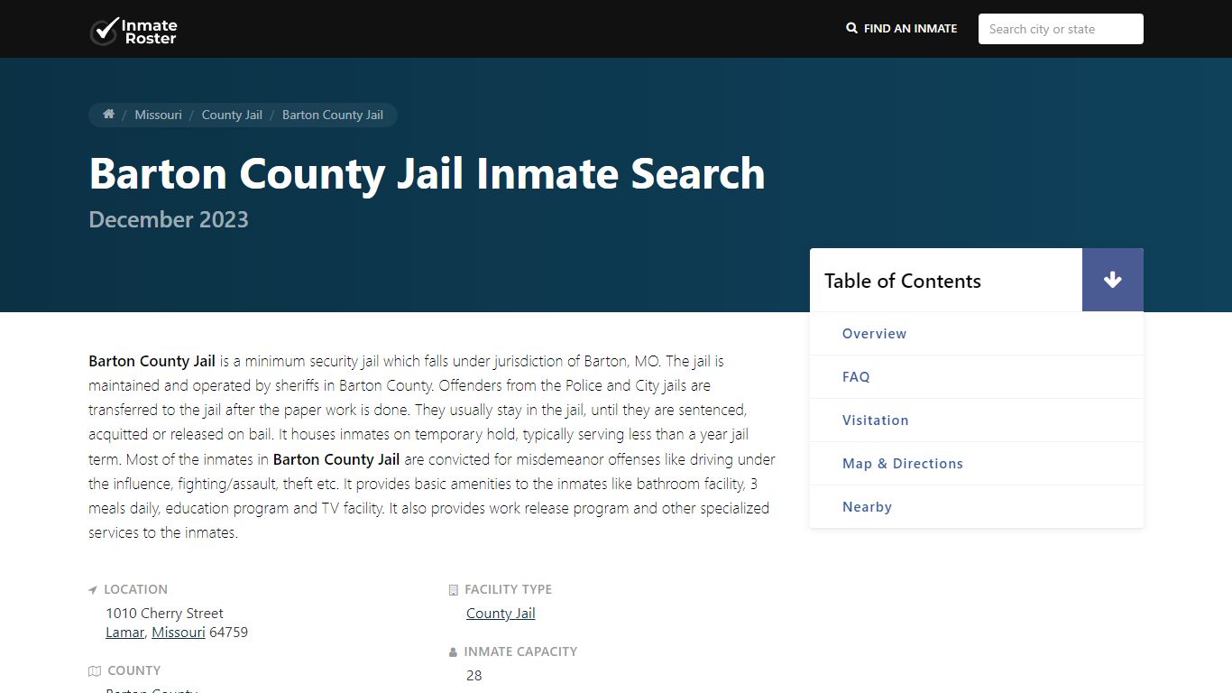 Inmate Search | Barton County Jail - Lamar, MO