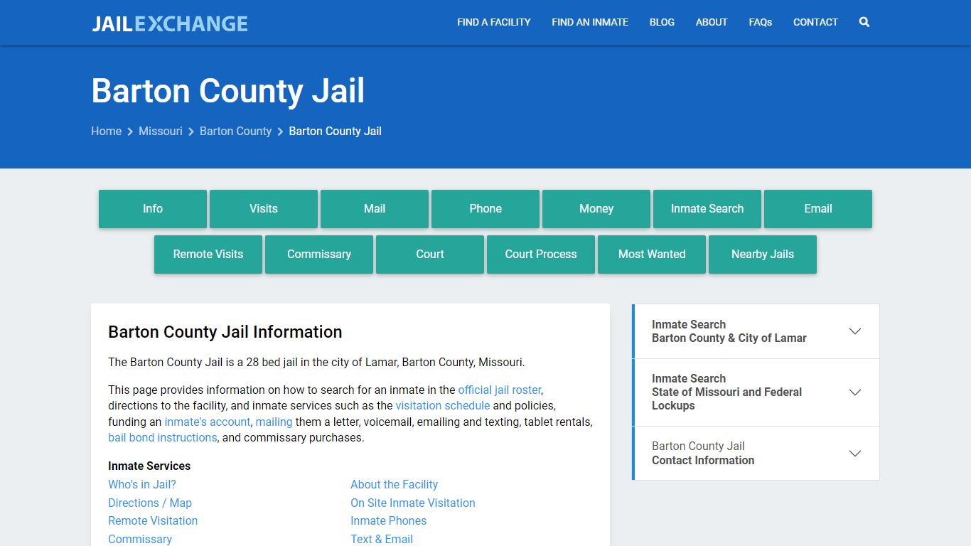 Barton County Jail, MO Inmate Search, Information